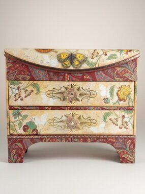 Punch Studio Butterfly Jewelry Box The Gifted Line 2 Drawer Mirror Floral Paisle